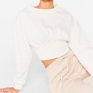 NWT Hey Don’t Sweat It Cropped Corset Sweatshirt